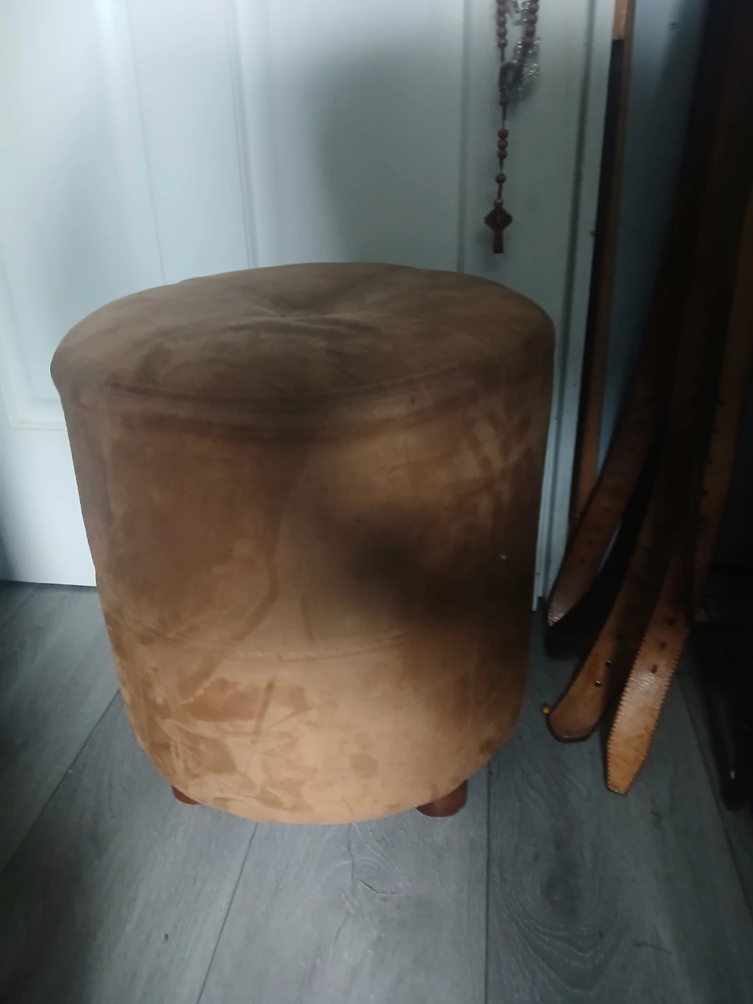 Brown Suede Ottoman Footstool