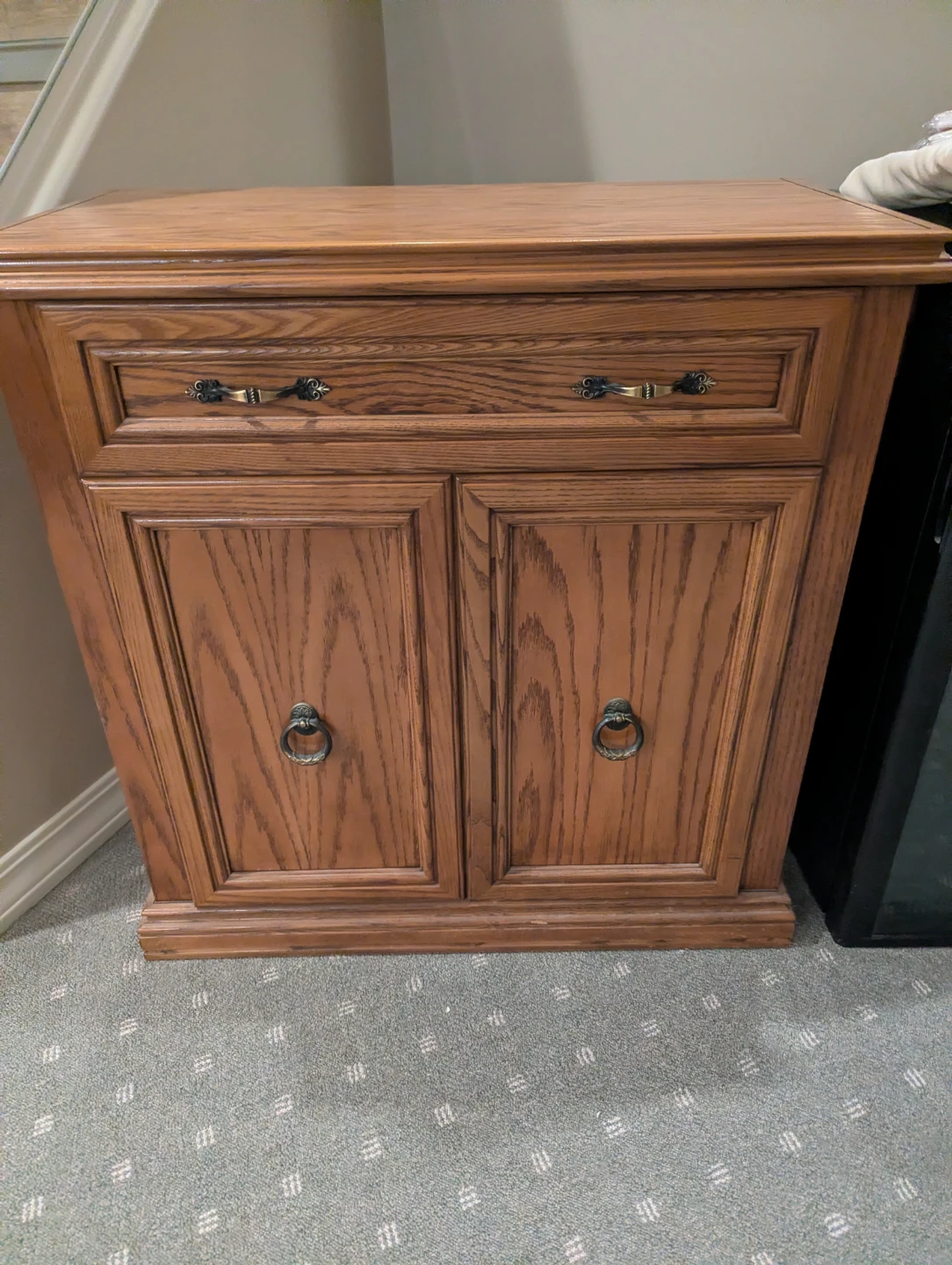 Wooden Two-Drawer Cabinet with Double Doors solid CND wood