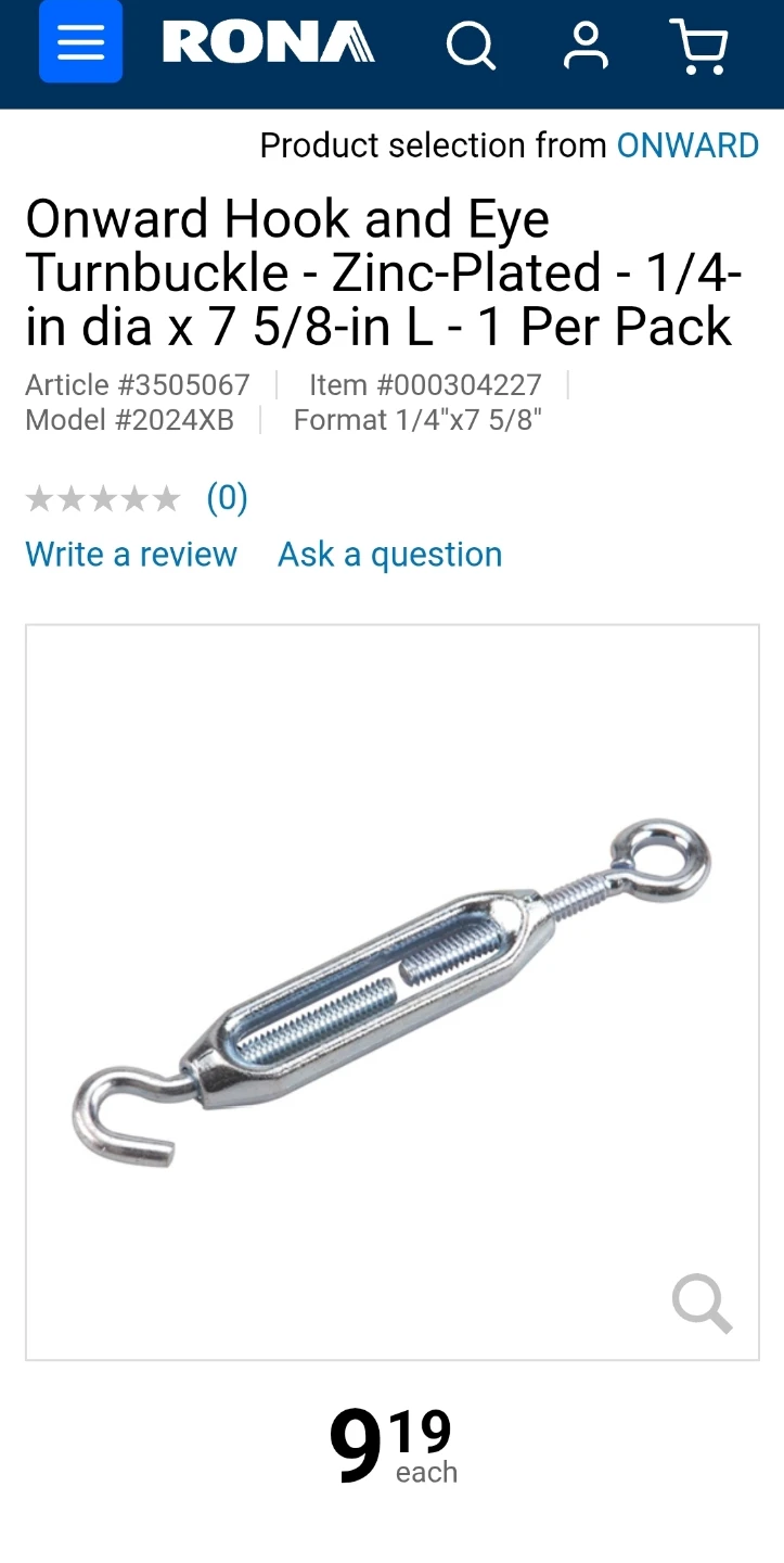 (18Pcs)ONWARD Hook and Eye Turnbuckle - Zinc-Plated - photo 2