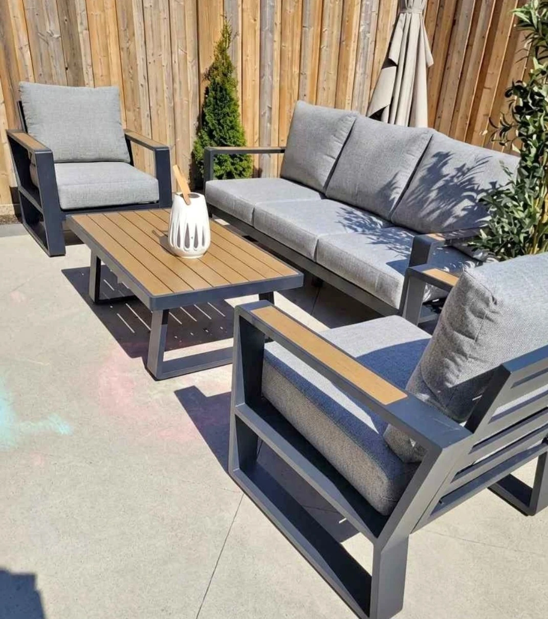 Grey aluminum Outdoor Patio Furniture Set