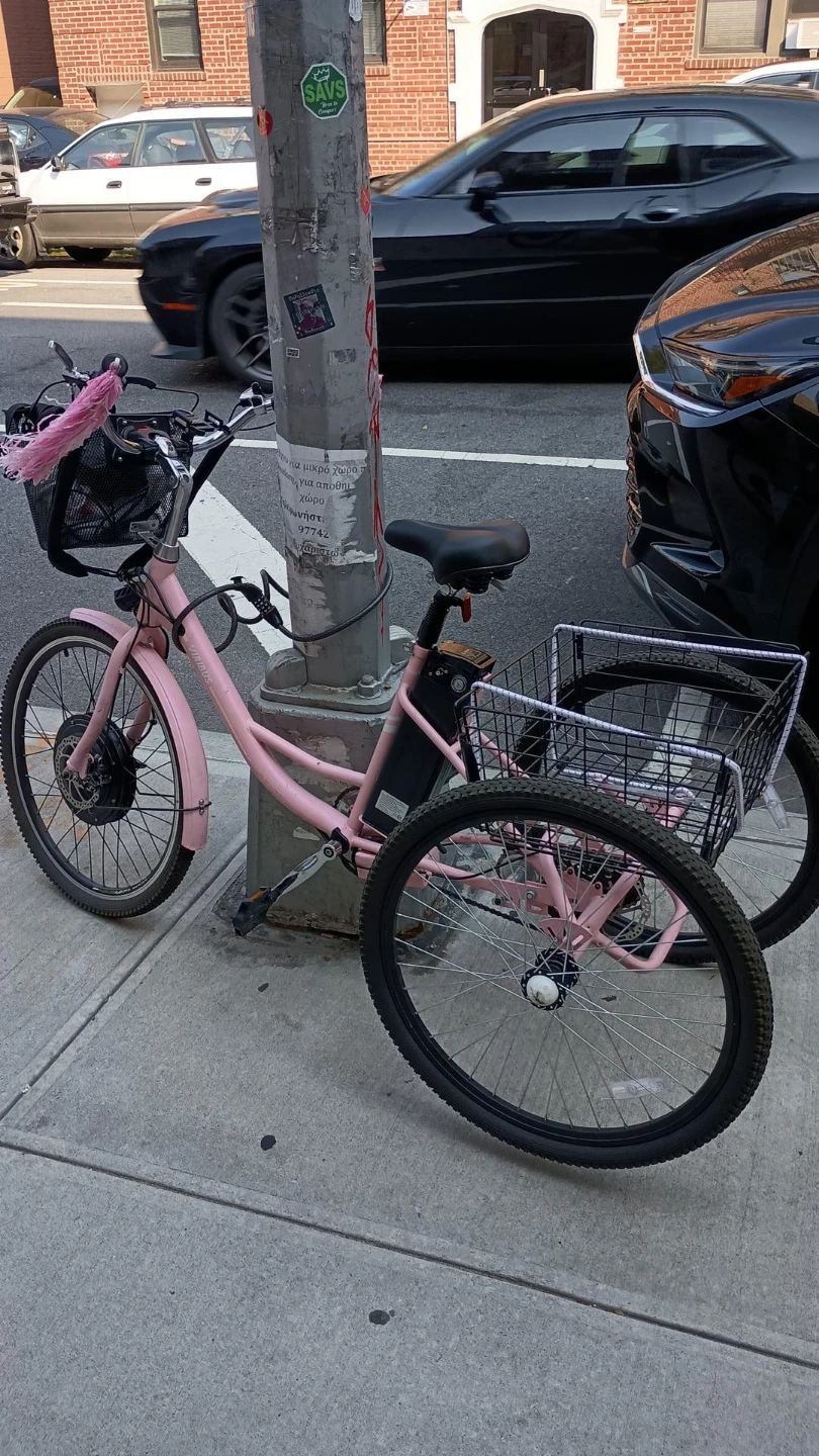 Pink Electric Tricycle with Basket