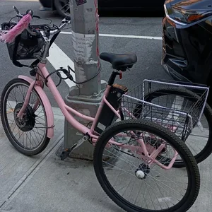 Pink Electric Tricycle with Basket