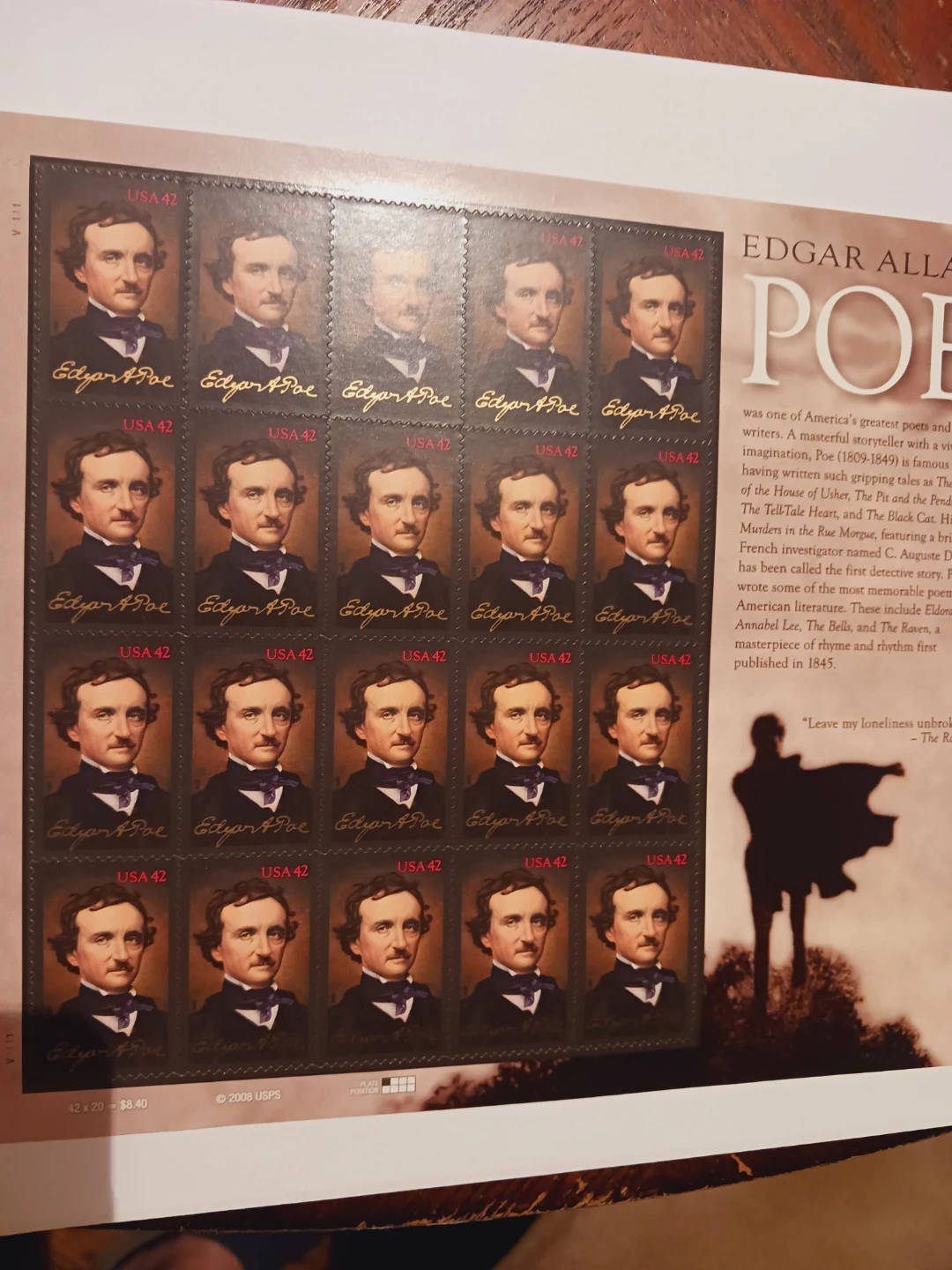 Scott #4377 Edgar Allan Poe US Postage Stamps Sheet - photo 3