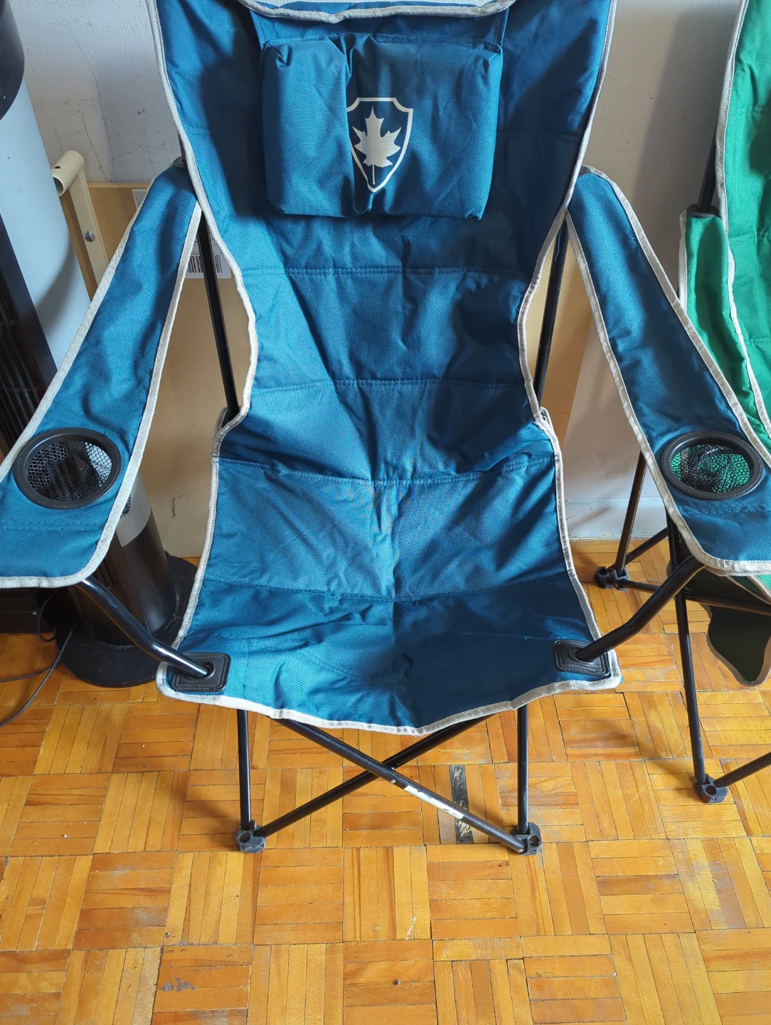Green Folding Camp Chair with Cup Holders