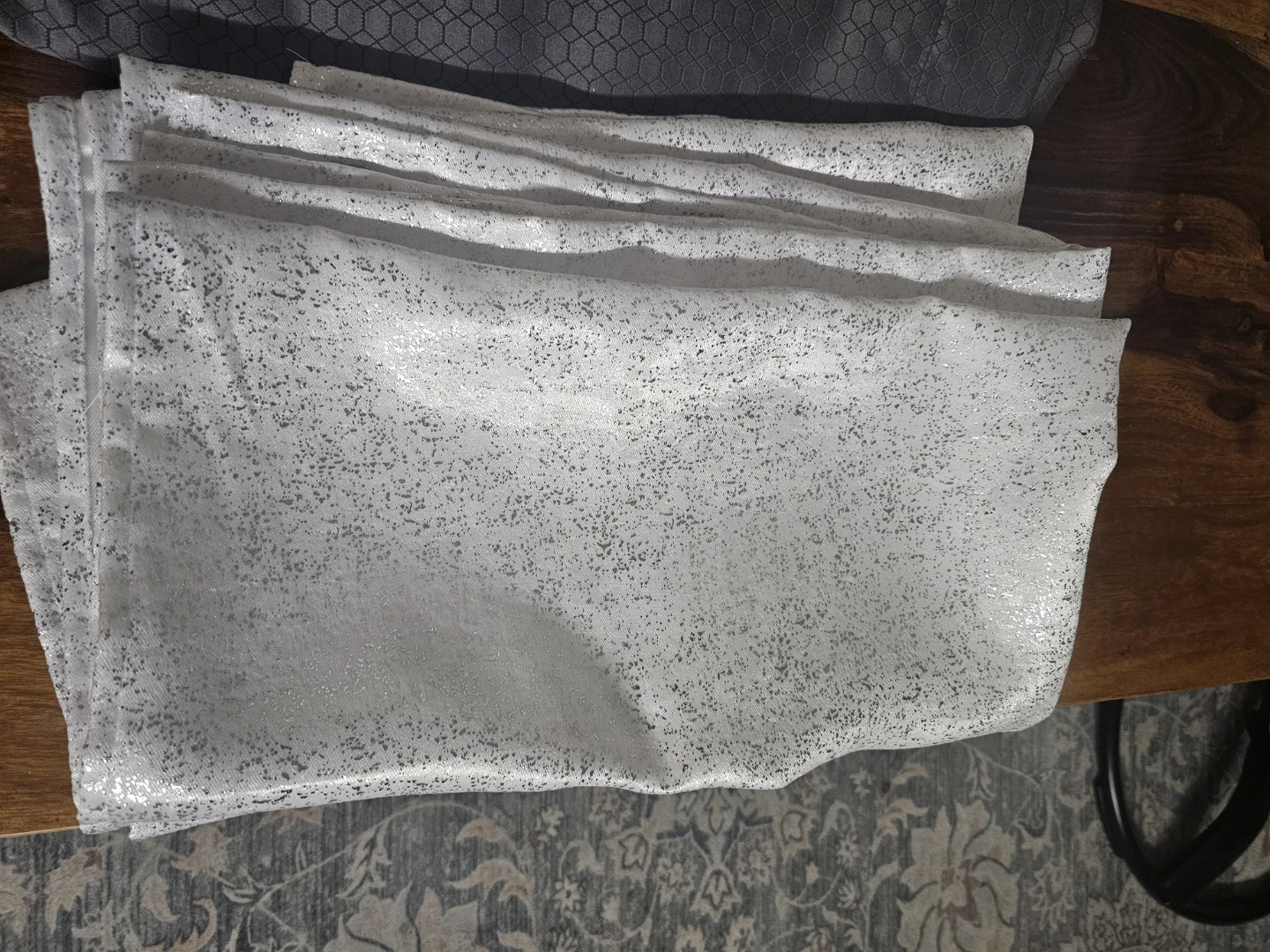 White & Silver Textured curtains