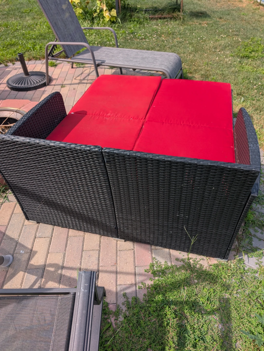 Black Wicker Outdoor Daybed with Red Cushions - photo 3