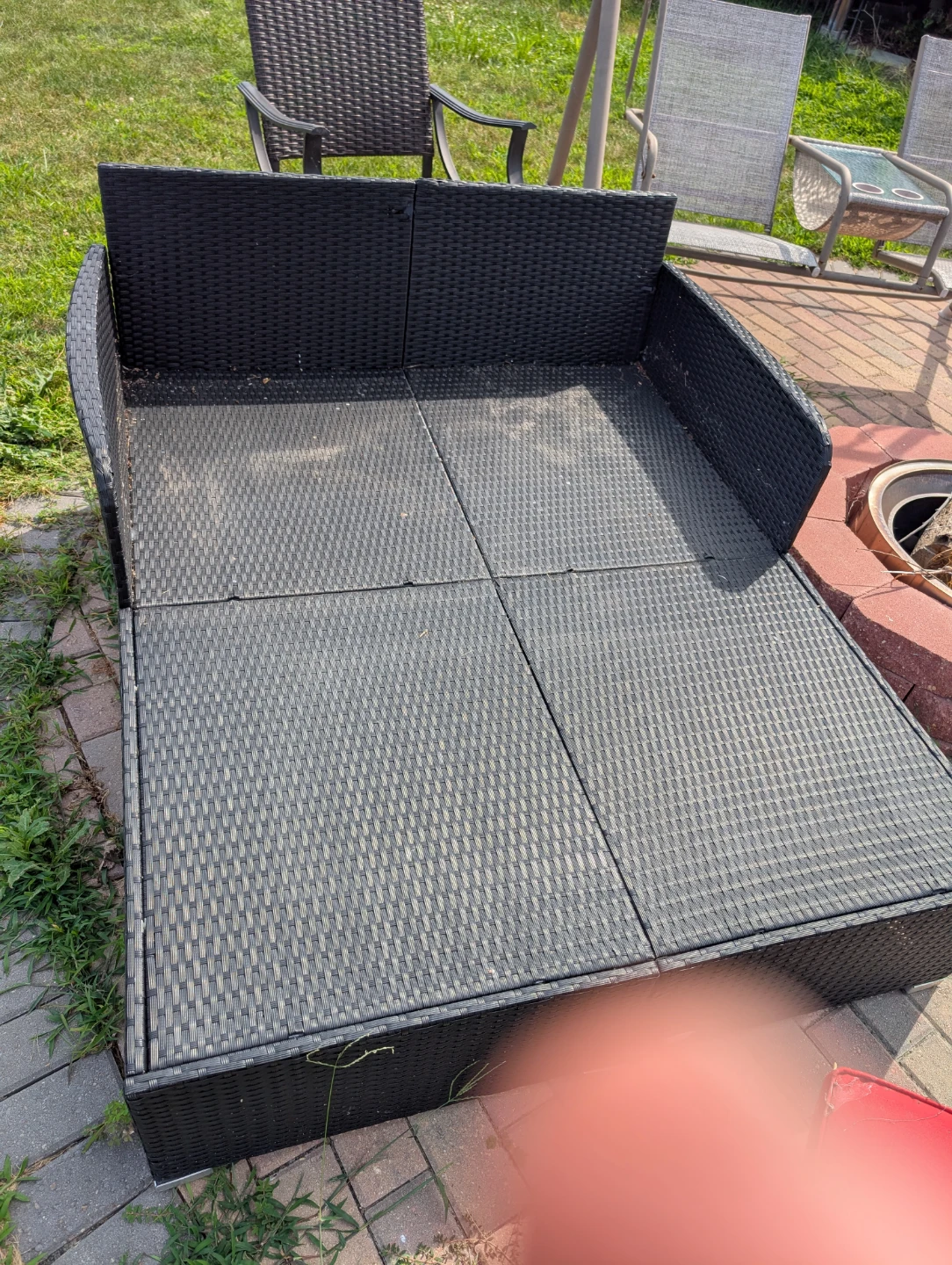 Black Wicker Outdoor Daybed with Red Cushions - photo 4