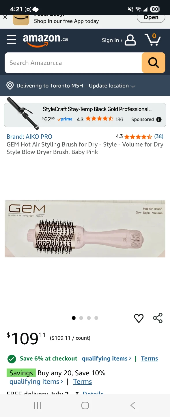 Aiko Pro GEM Hot Air Styling Brush - Baby Pink