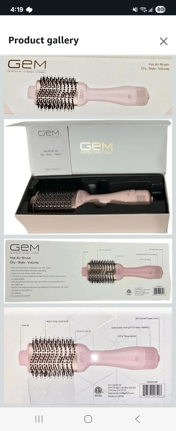 Aiko Pro GEM Hot Air Styling Brush - Baby Pink - photo 3