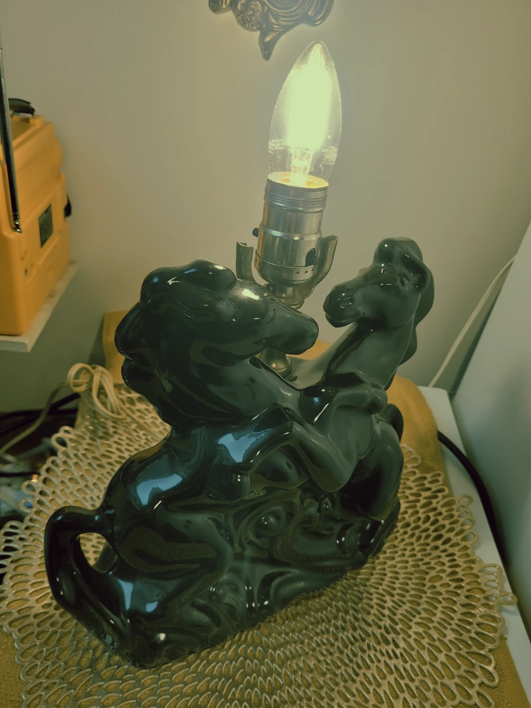 ART DECO VINTAGE  Black Ceramic Panther Lamp - photo 3