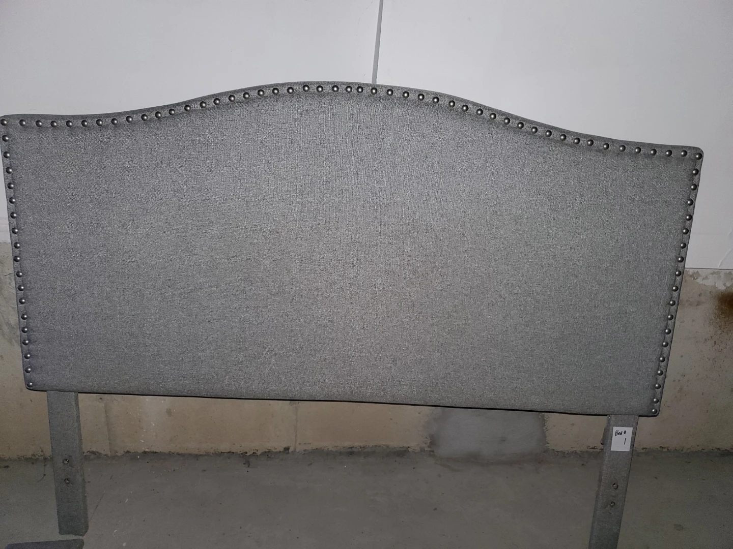 Grey Upholstered Bed Frame with Tufted Headboard - photo 2