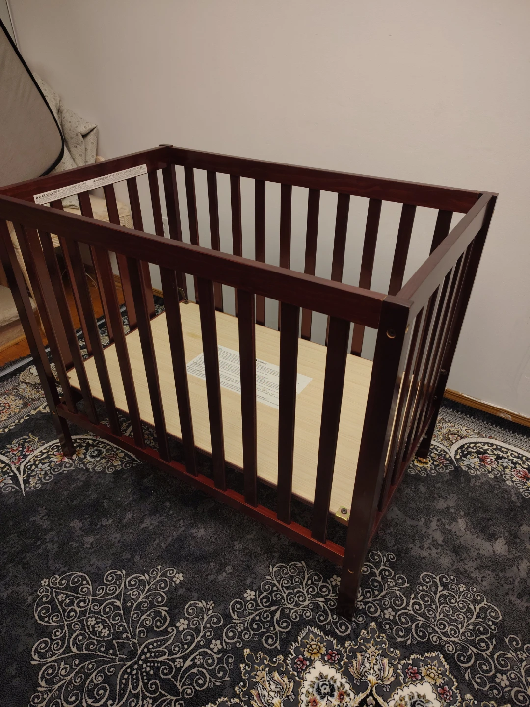 Dark Wood Baby Crib with Mattress and new not used - photo 4