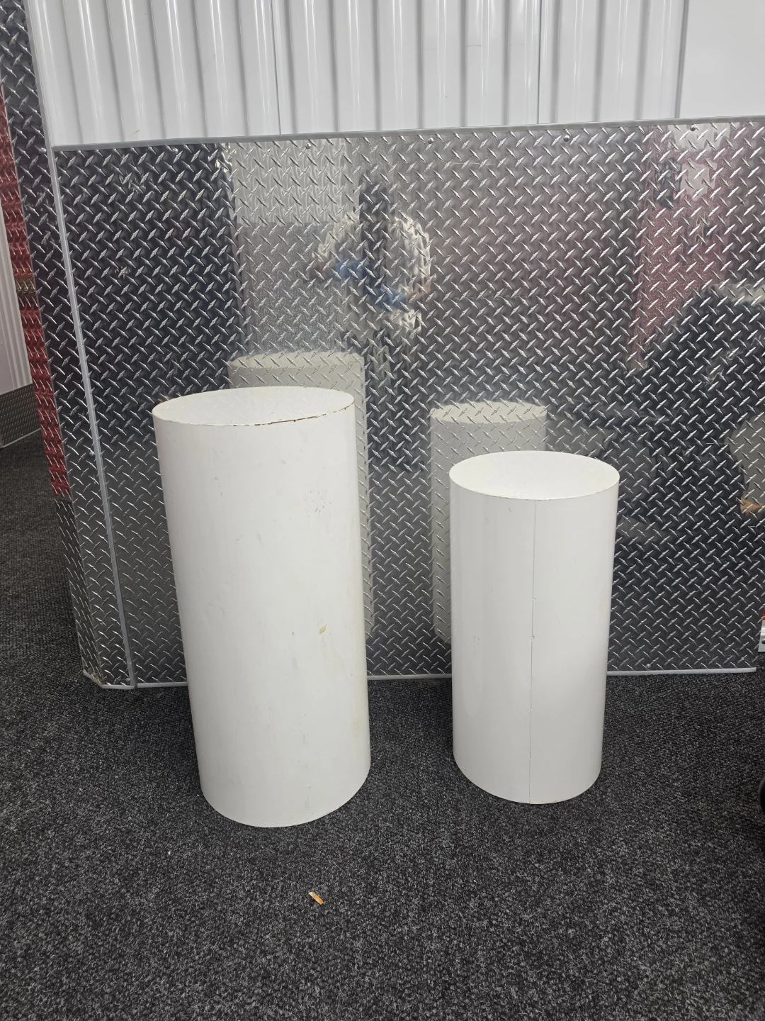 White Cylindrical Stands (2)