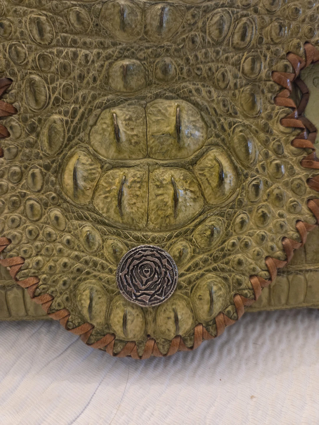 Leather Rose Crocodile & Ostrich Skin Clutch
