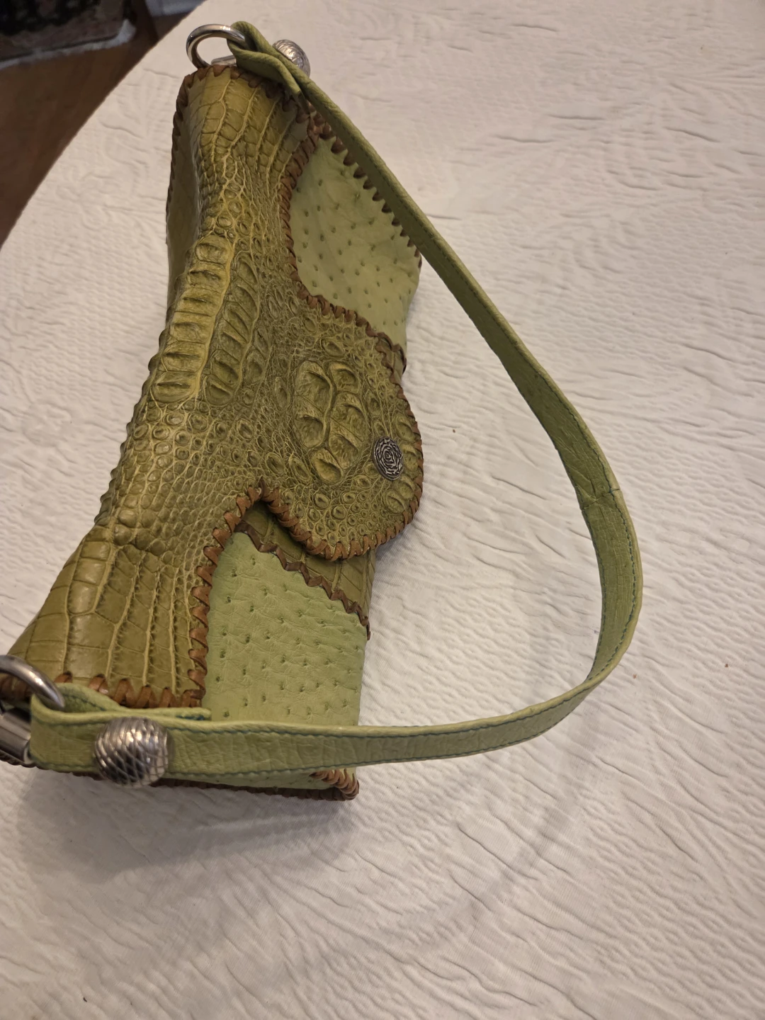 Leather Rose Crocodile & Ostrich Skin Clutch - photo 2