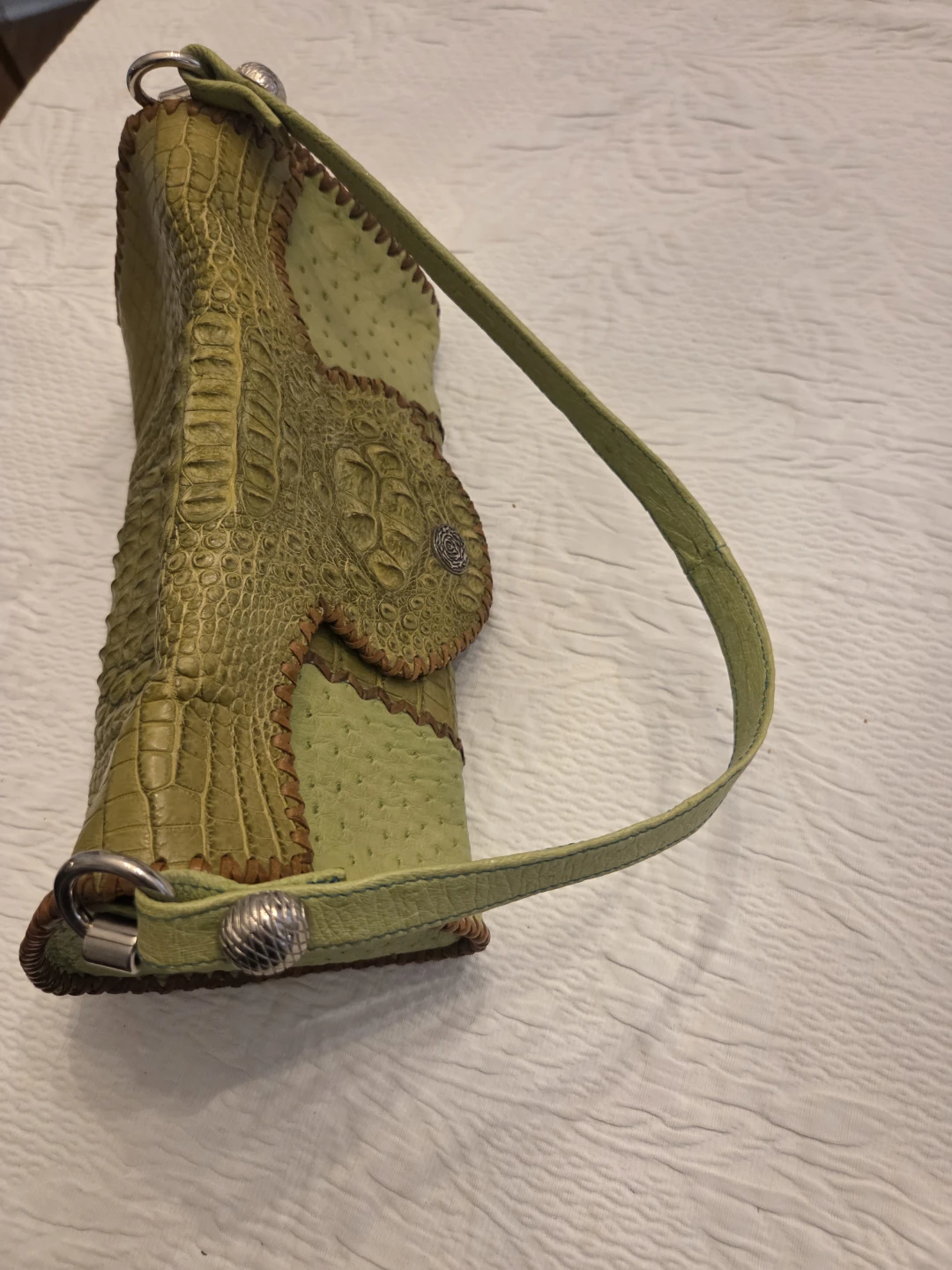 Leather Rose Crocodile & Ostrich Skin Clutch - photo 3