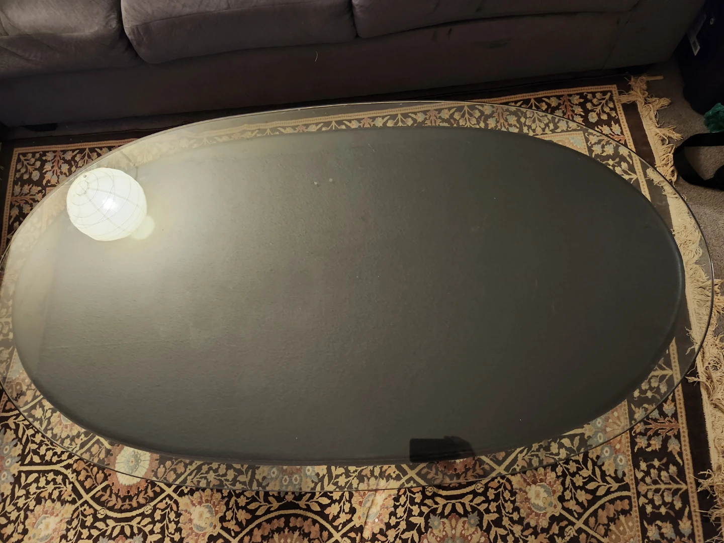 Oval Glass Coffee Table with Black Base - photo 3