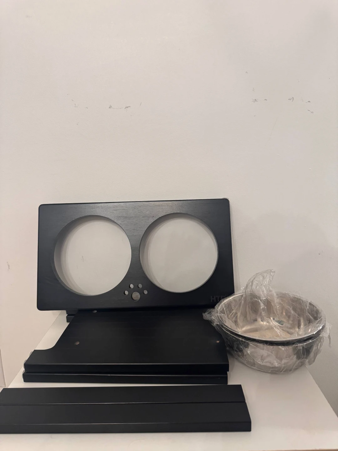 Black Double Pet Feeder Bowl Stand - photo 2