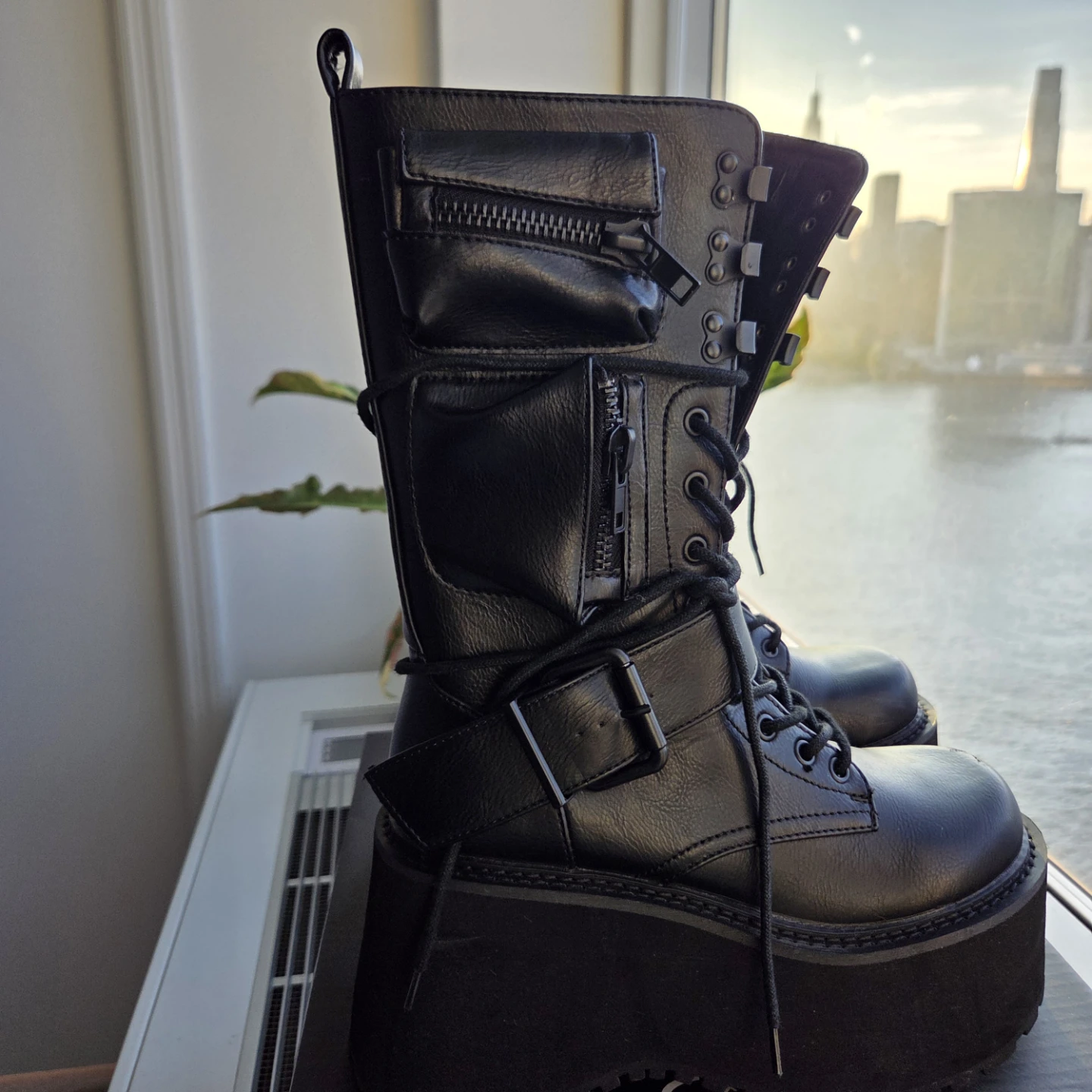 Black Platform Combat Boots