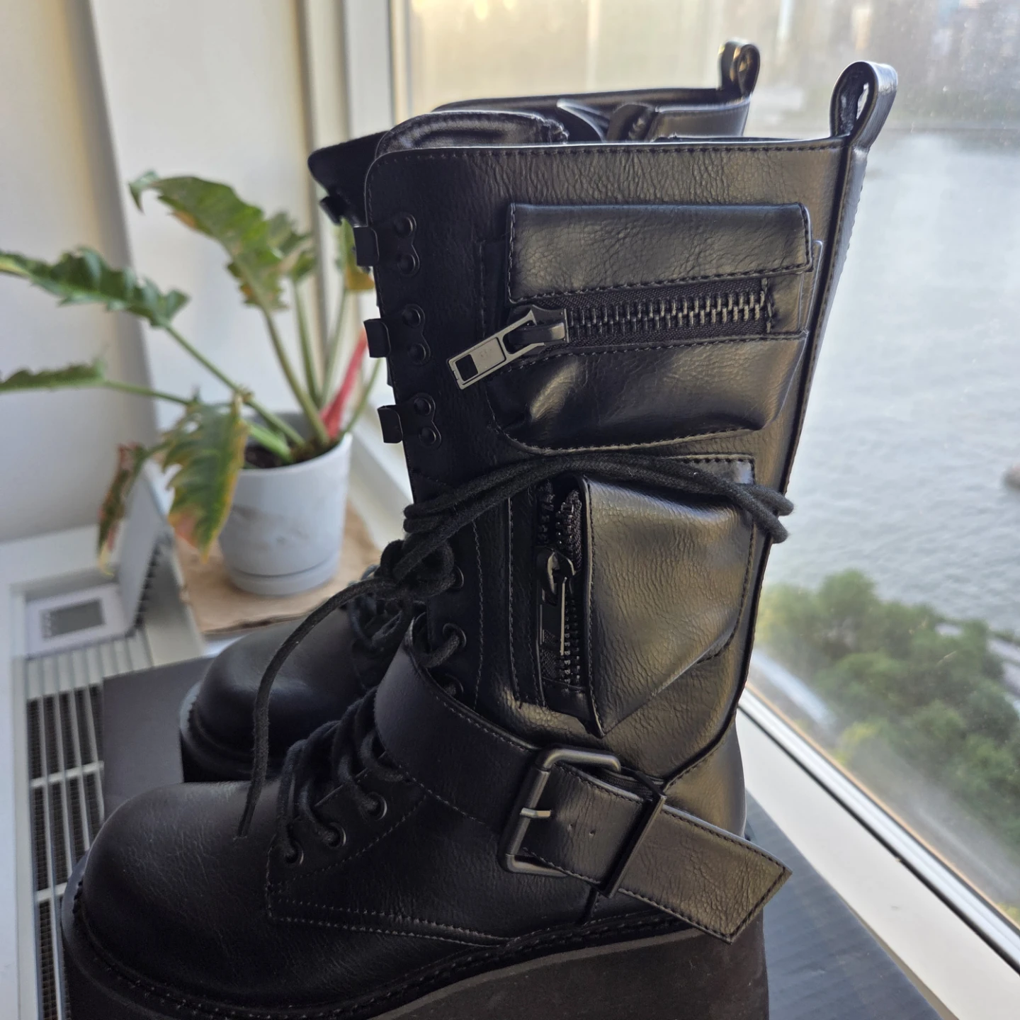 Black Platform Combat Boots - photo 3