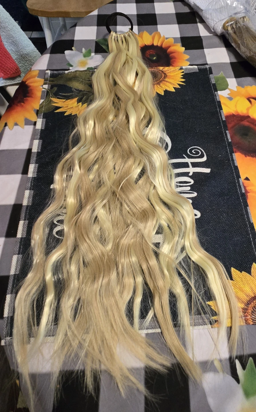 Blonde Wavy Hair Extensions Ponytail