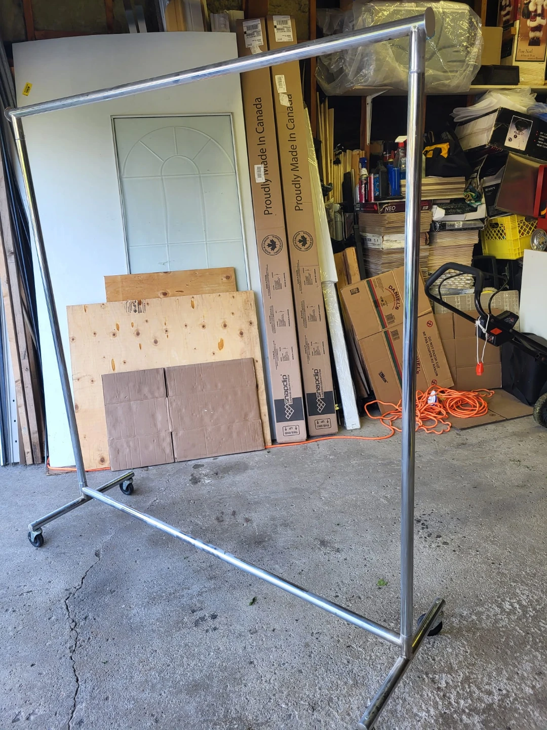 Commercial grade metal clothes rack with wheels