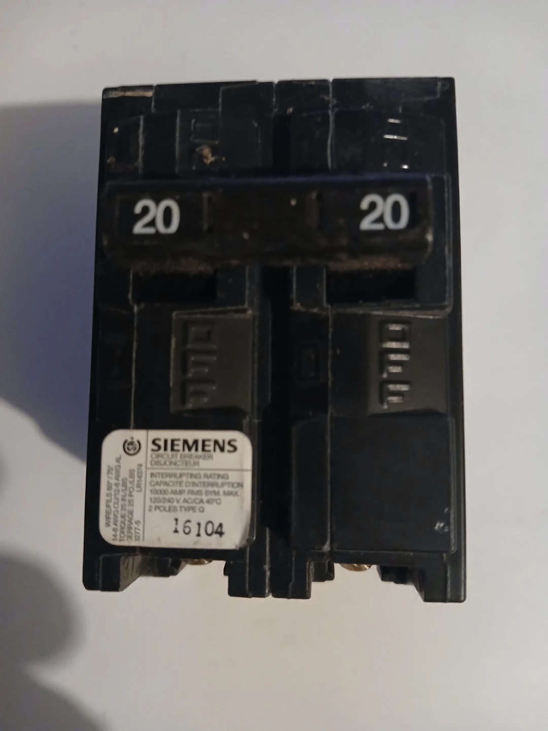 Siemens 20A Double Pole Circuit Breaker - photo 3