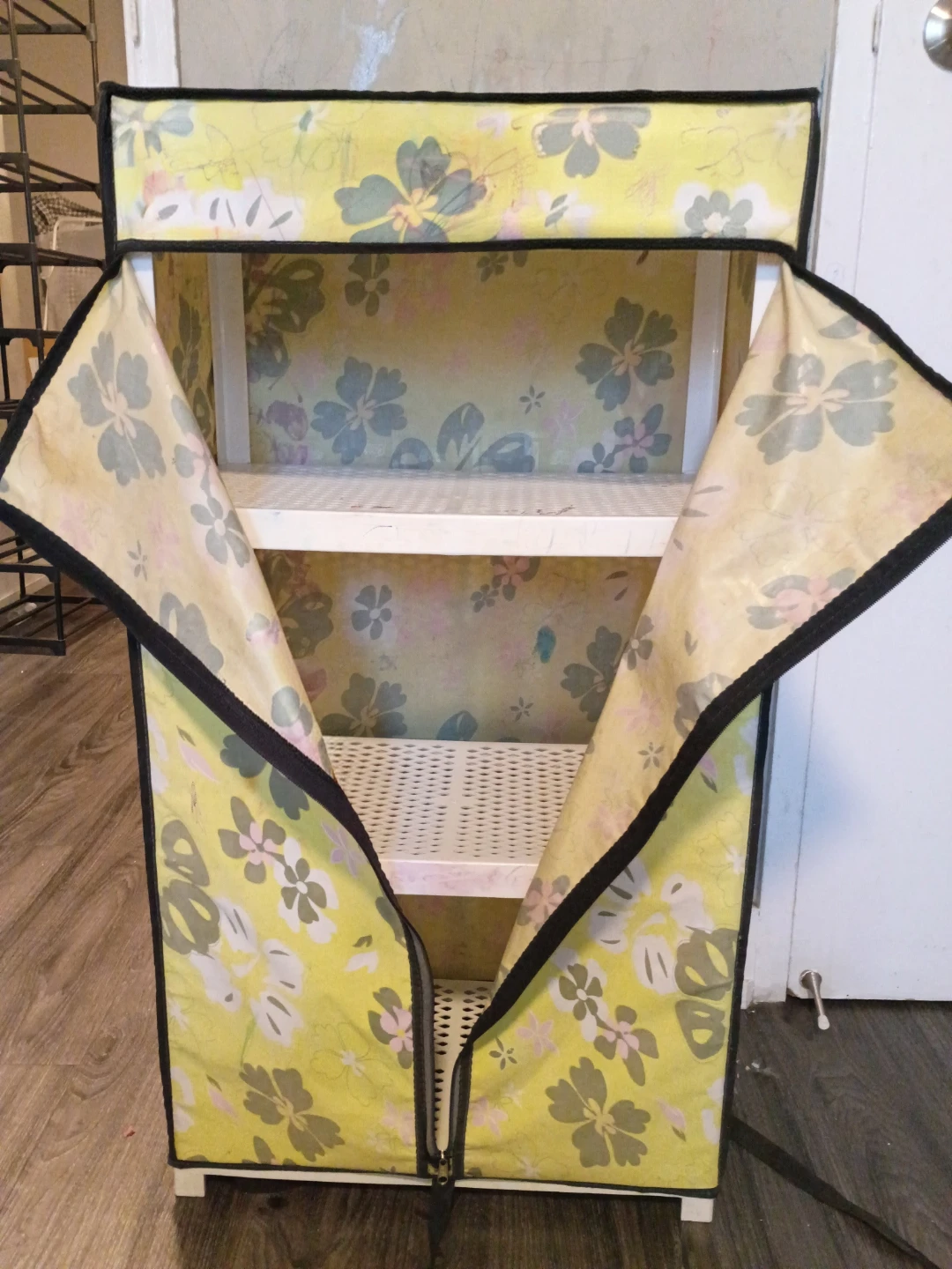 Yellow Floral Fabric Shoe Storage Cabinet - photo 2