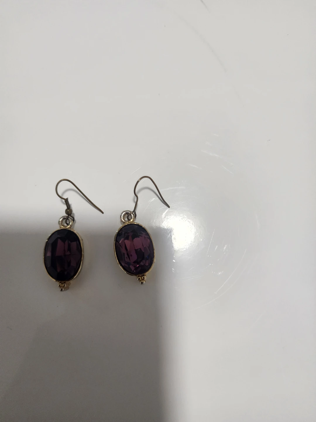 Purple Gemstone Dangle Earrings