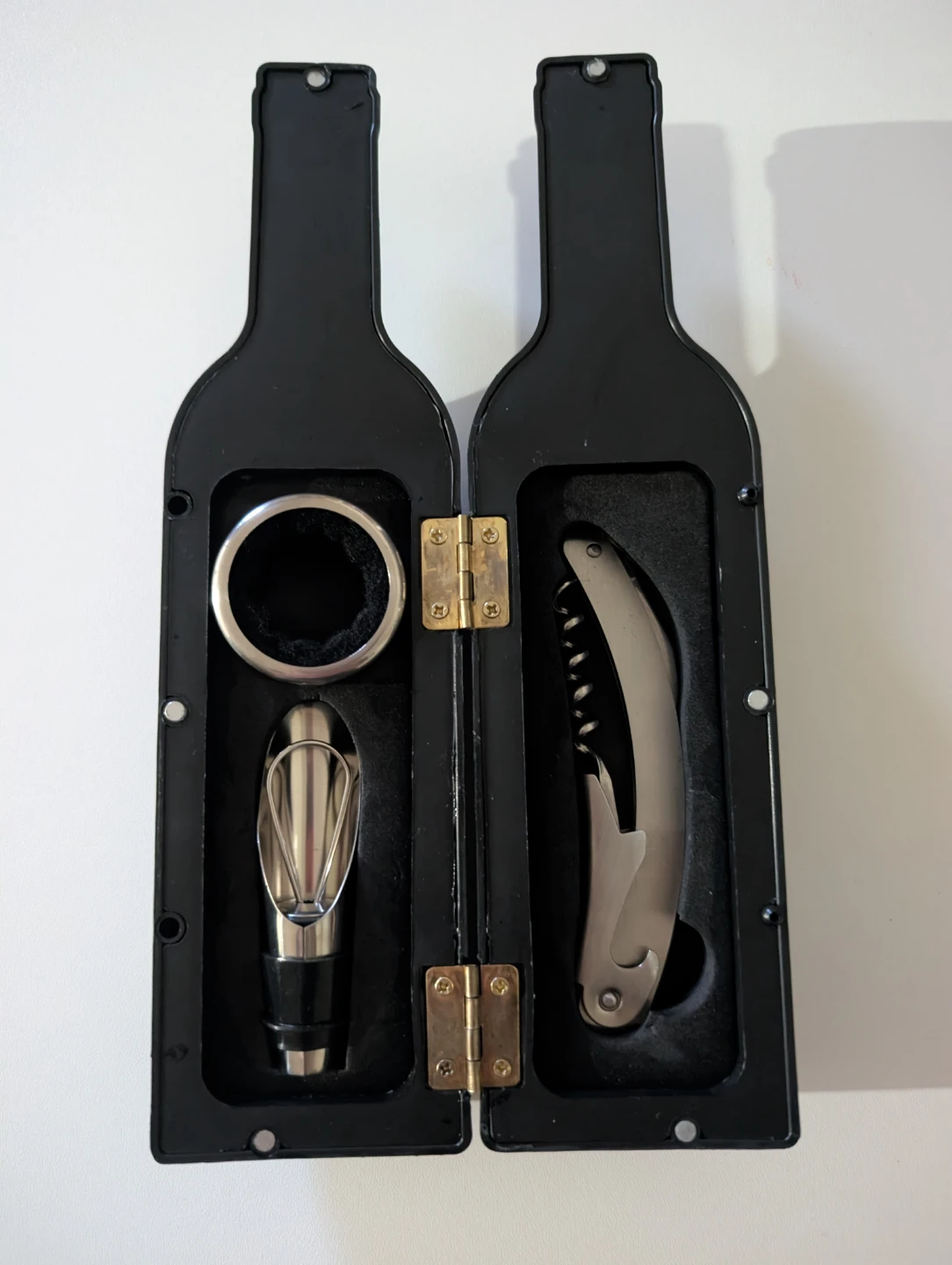 Black Wine Bottle Shaped Barware Set