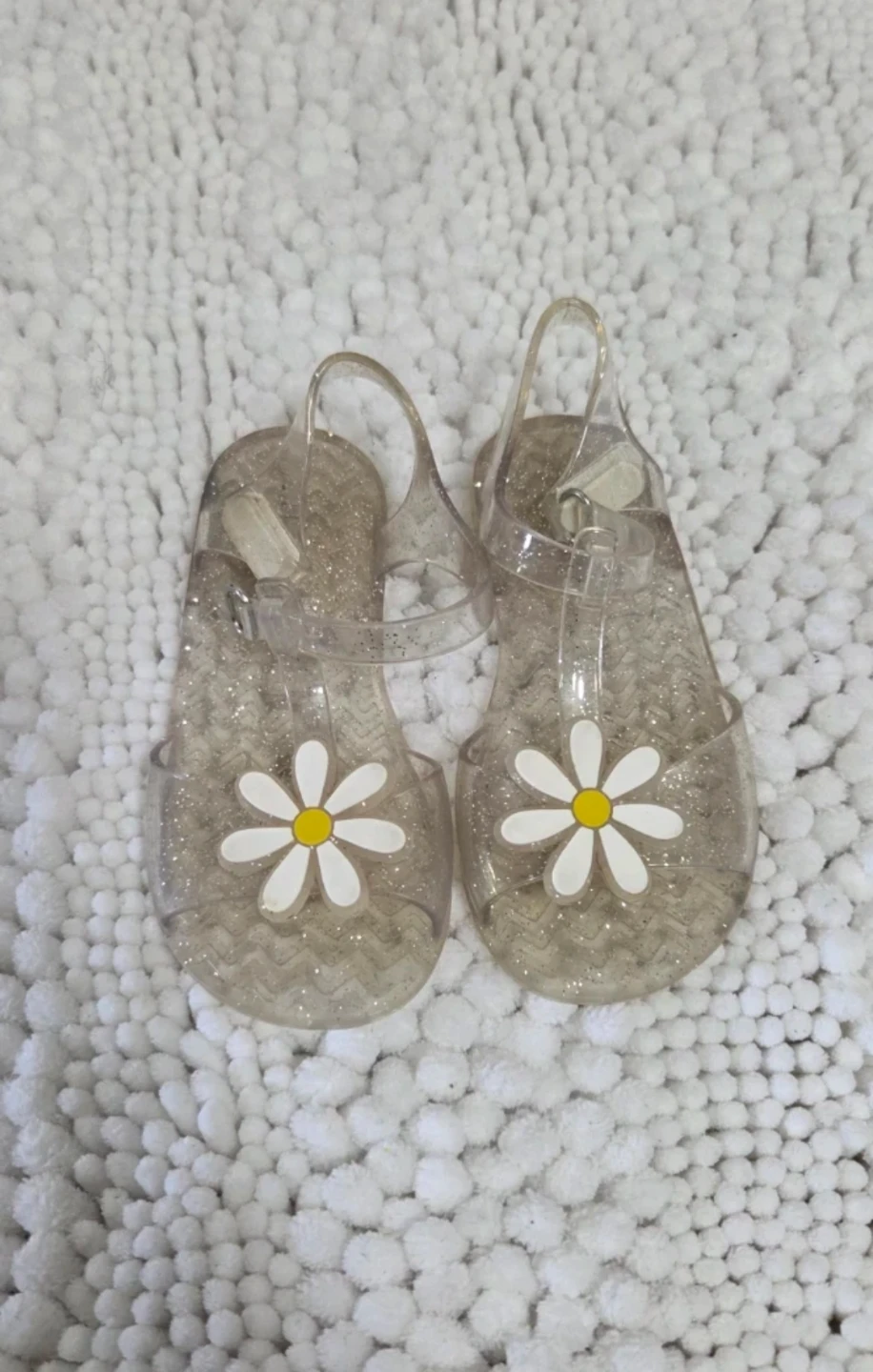 Clear Glitter Daisy Jelly Sandals Toddler Size 8