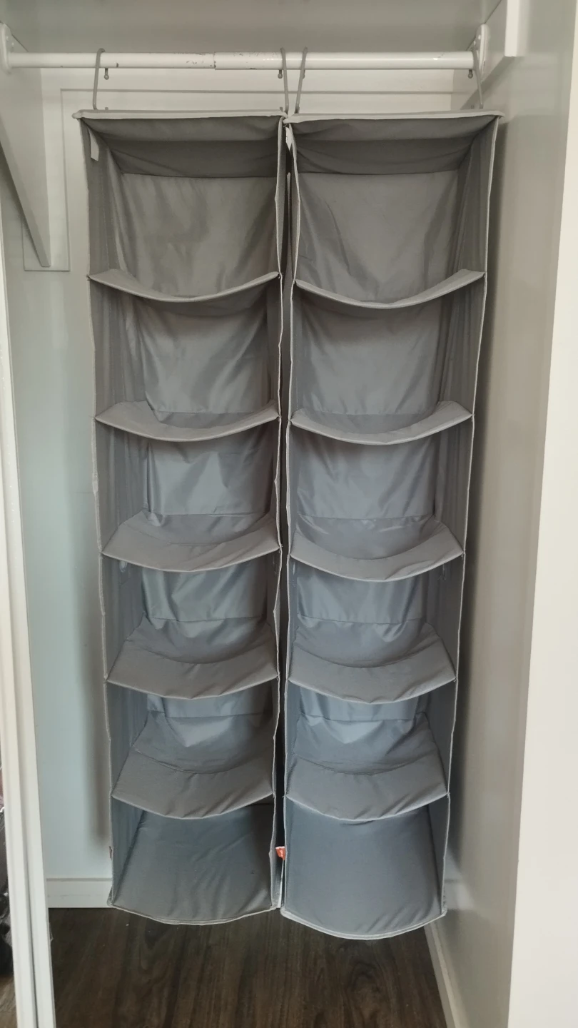 Grey Hanging Closet Organizer with 12 Shelves