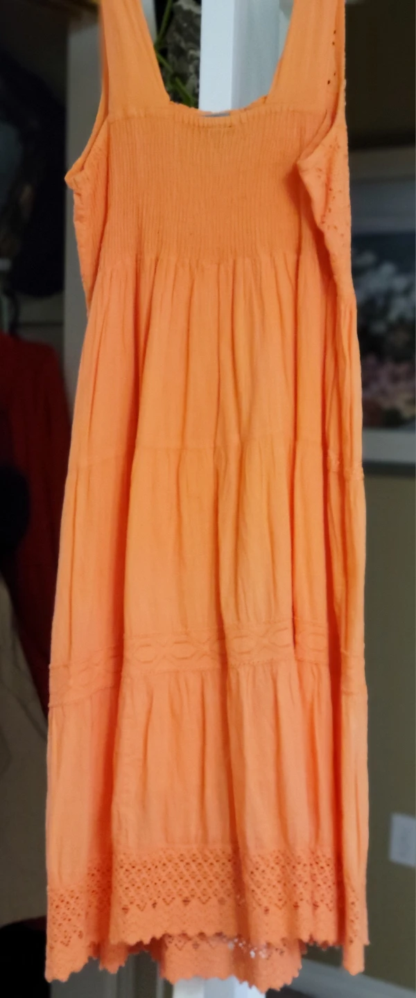 Orange Tiered Sundress with Eyelet Detail - photo 2