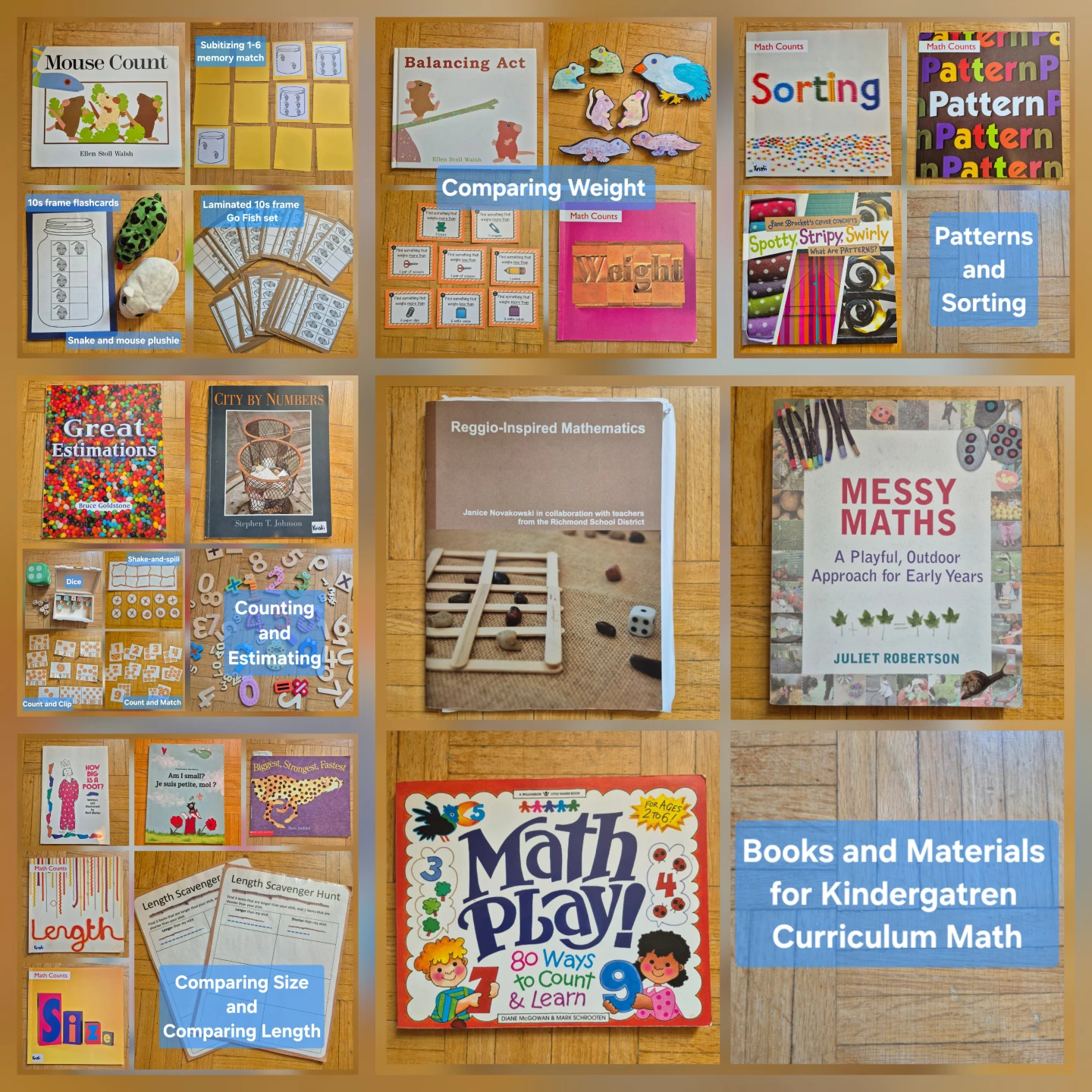 16 books for Kindergarten Math Curriculum (with supplies)