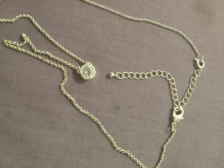 Silver-tone necklace with single crystal
