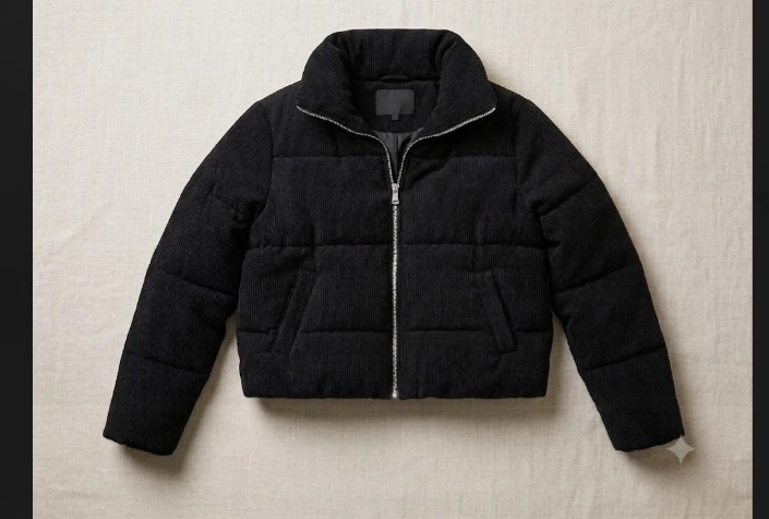 Black Corduroy Puffer Jacket