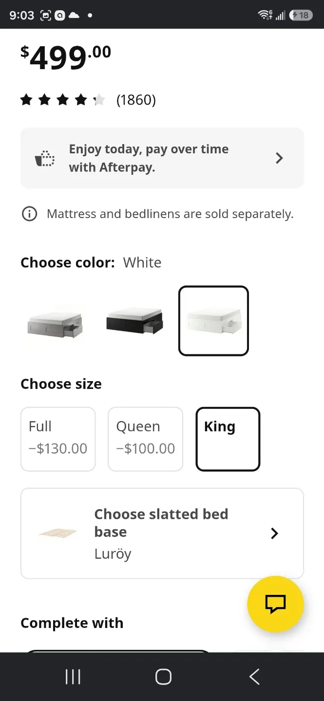 White King Size Bed Frame with Storage Drawers