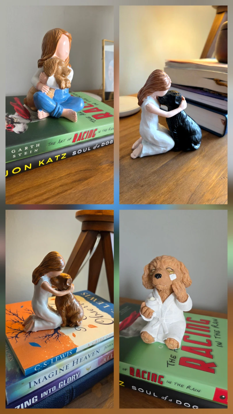 Dog & Girl Figurines – Resin Statue Sculture Various Styles *new