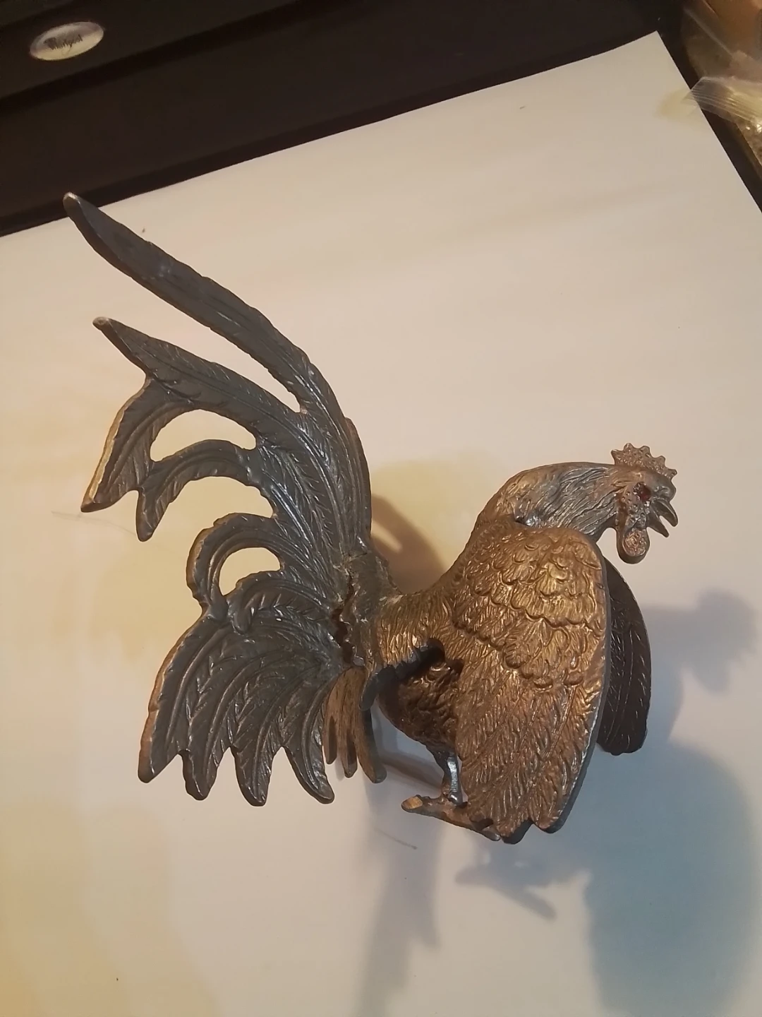 Vintage MCM Brass Fighting Rooster Gamecock Figurine 9 - photo 3