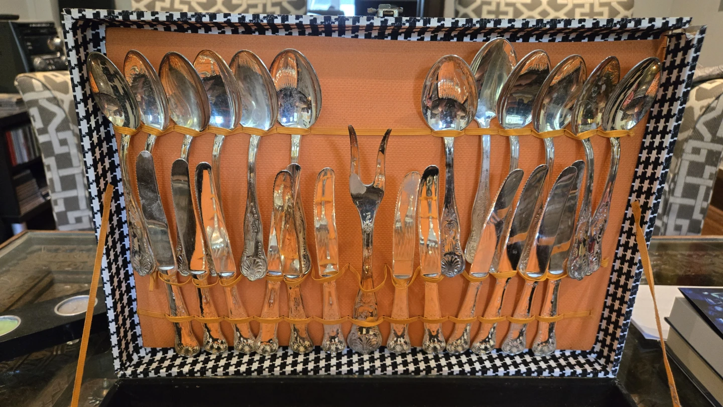 Vintage German Silver-Plated Flatware Set (8+) Plus Case