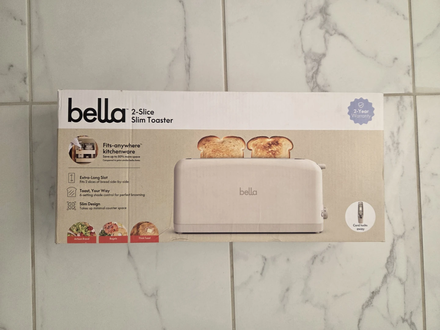 NEW BELLA 2 Slice Slim Toaster