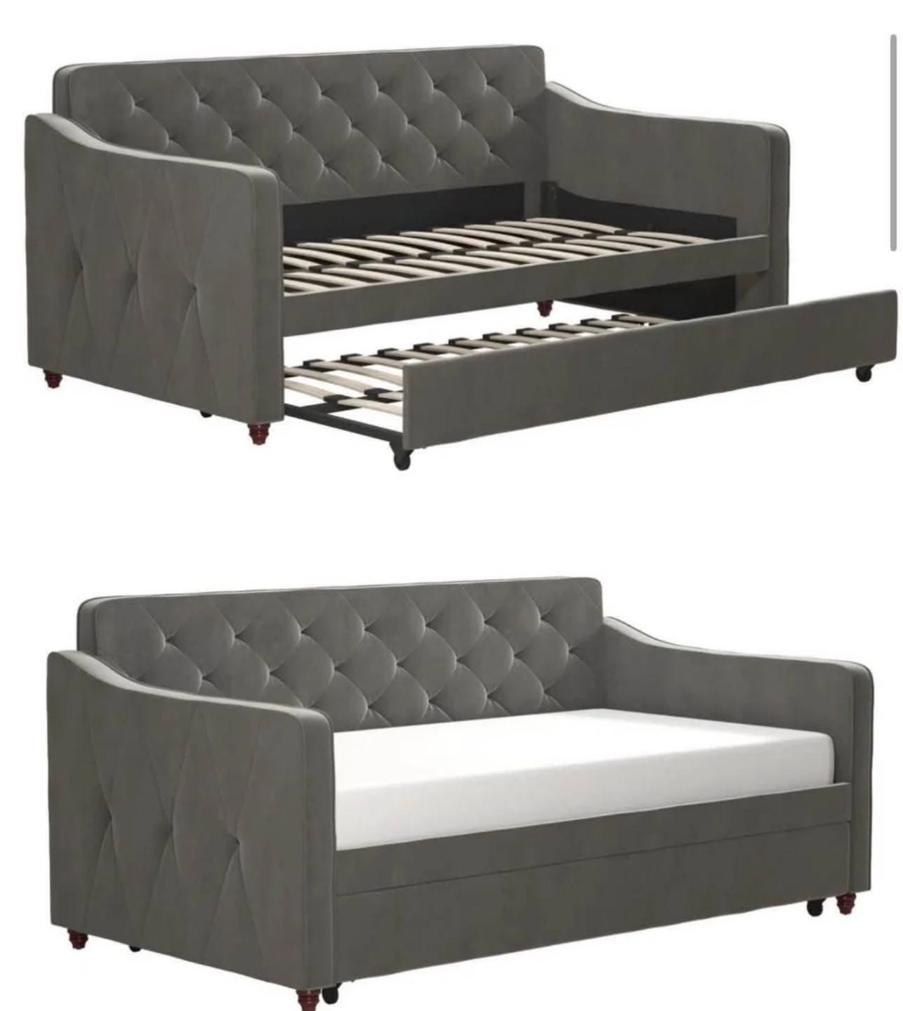 Novogratz Vintage Upholstered Daybed with Trundle - Gray - photo 2