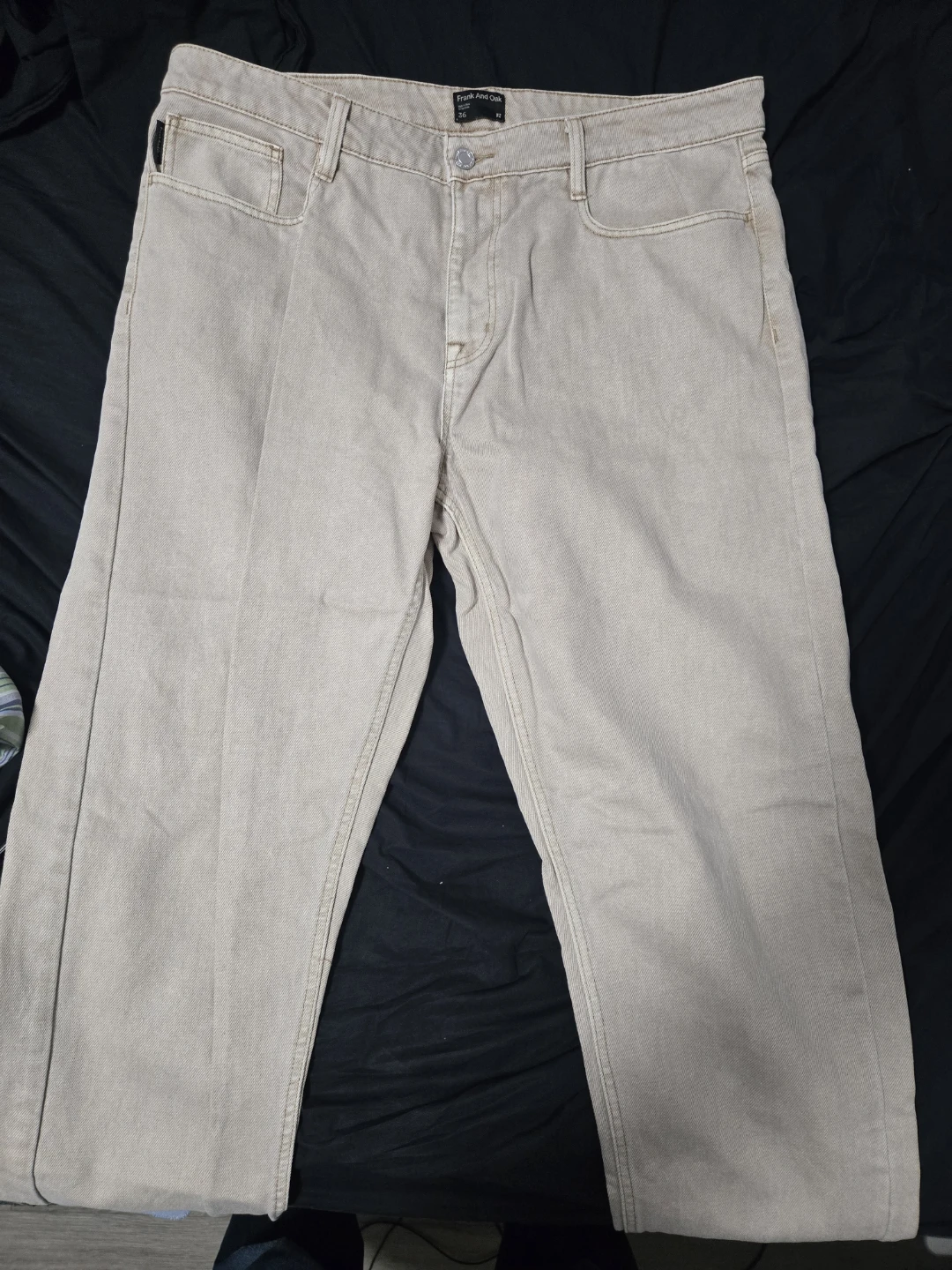 Frank And Oak Relaxed Fit Beige Jeans