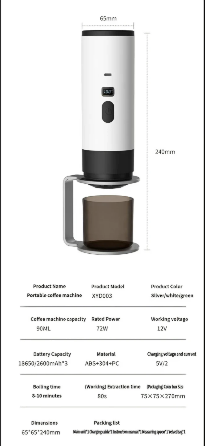 Portable Espresso Maker Automatic Extraction & Grinding Coffee - photo 5