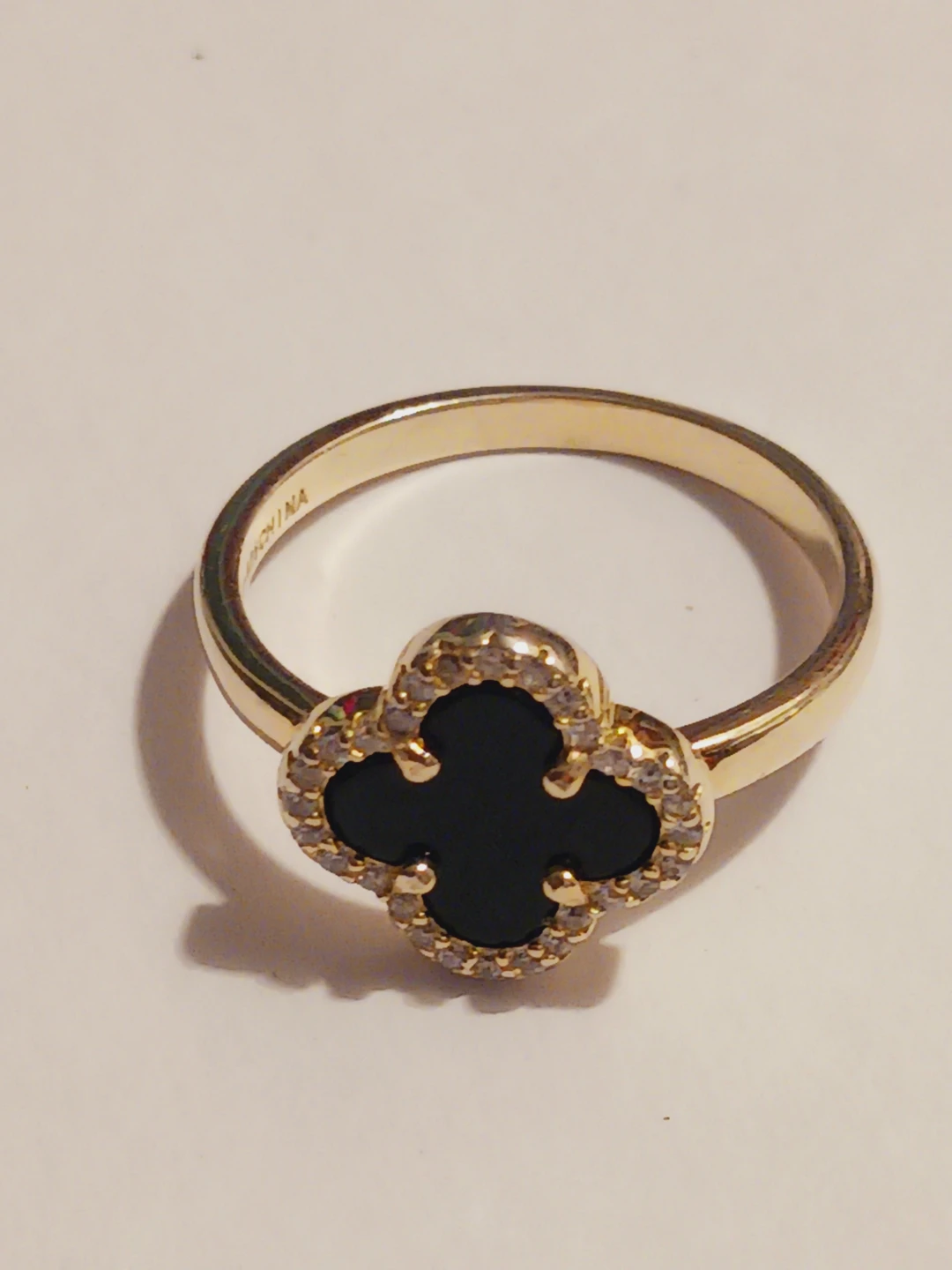 New !! Gold Overlay Sterling Silver 925 🍀 Ring .7. - photo 3