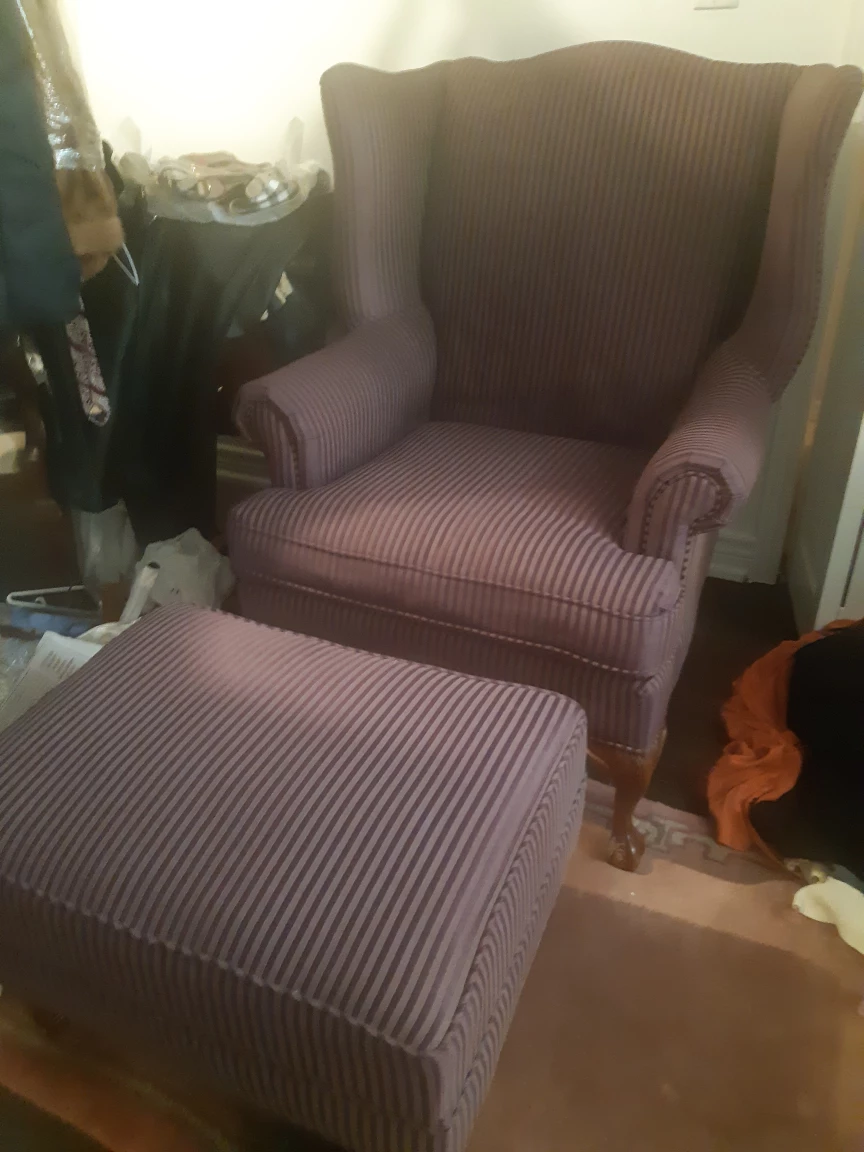 Wingback Armchair and Ottoman Set