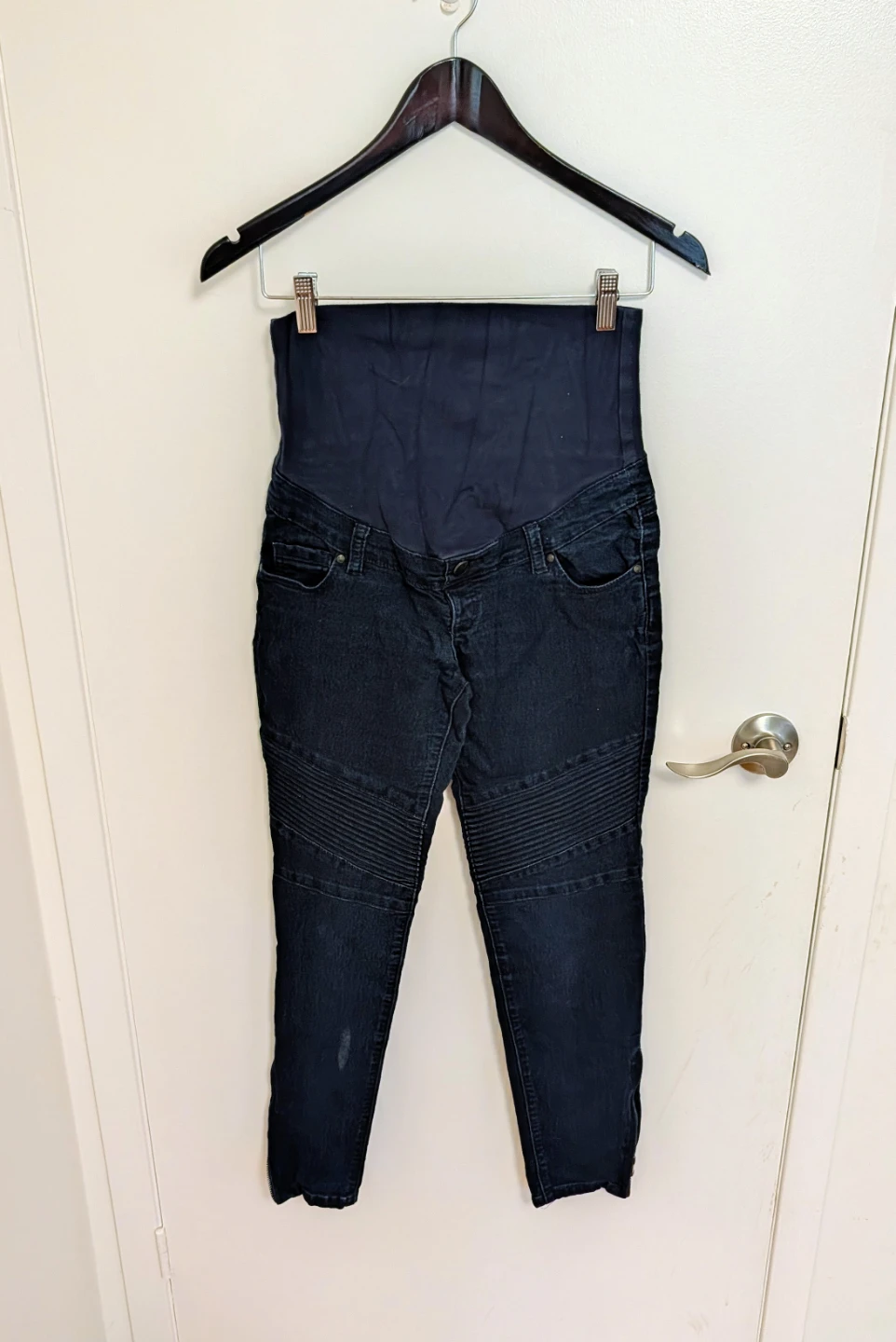Thyme Maternity Jeans Dark Wash Moto Style - Size X- Small