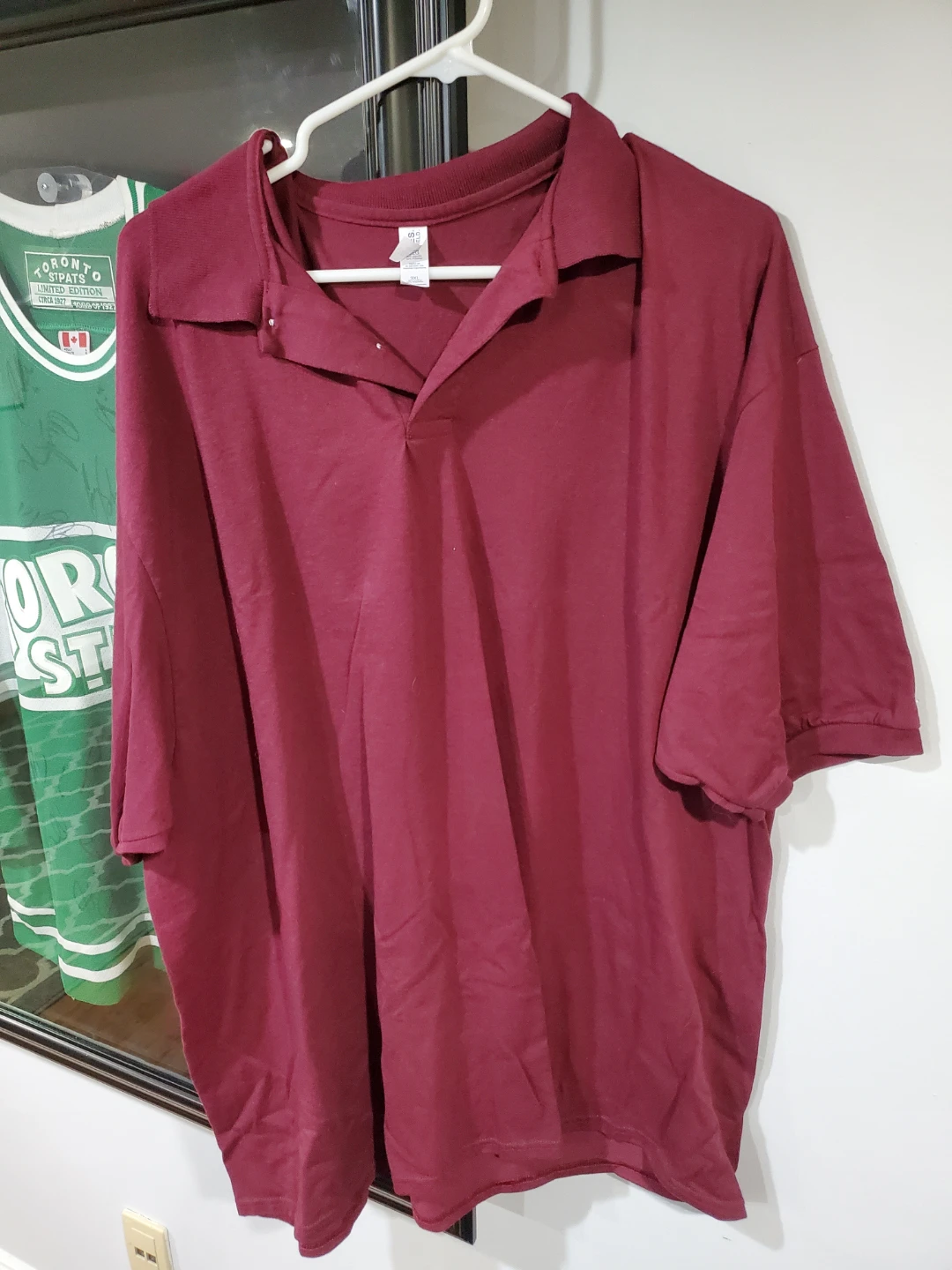 New 3XL Men's Short Sleeve Polo Shirts (Maroon & Green)