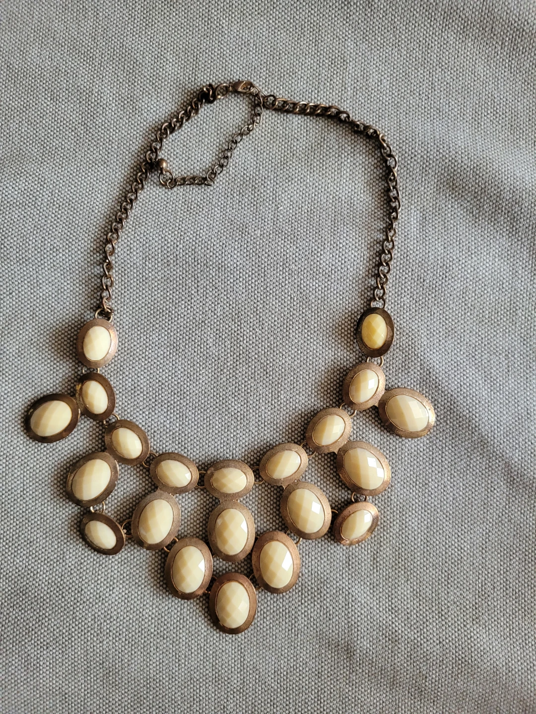 Statement Necklace with Cream Oval Stones
