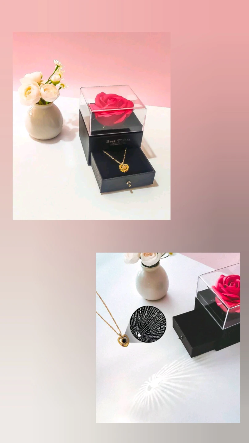 Preserved Rose/Sunflower with "I Love You" Necklace Gift Box